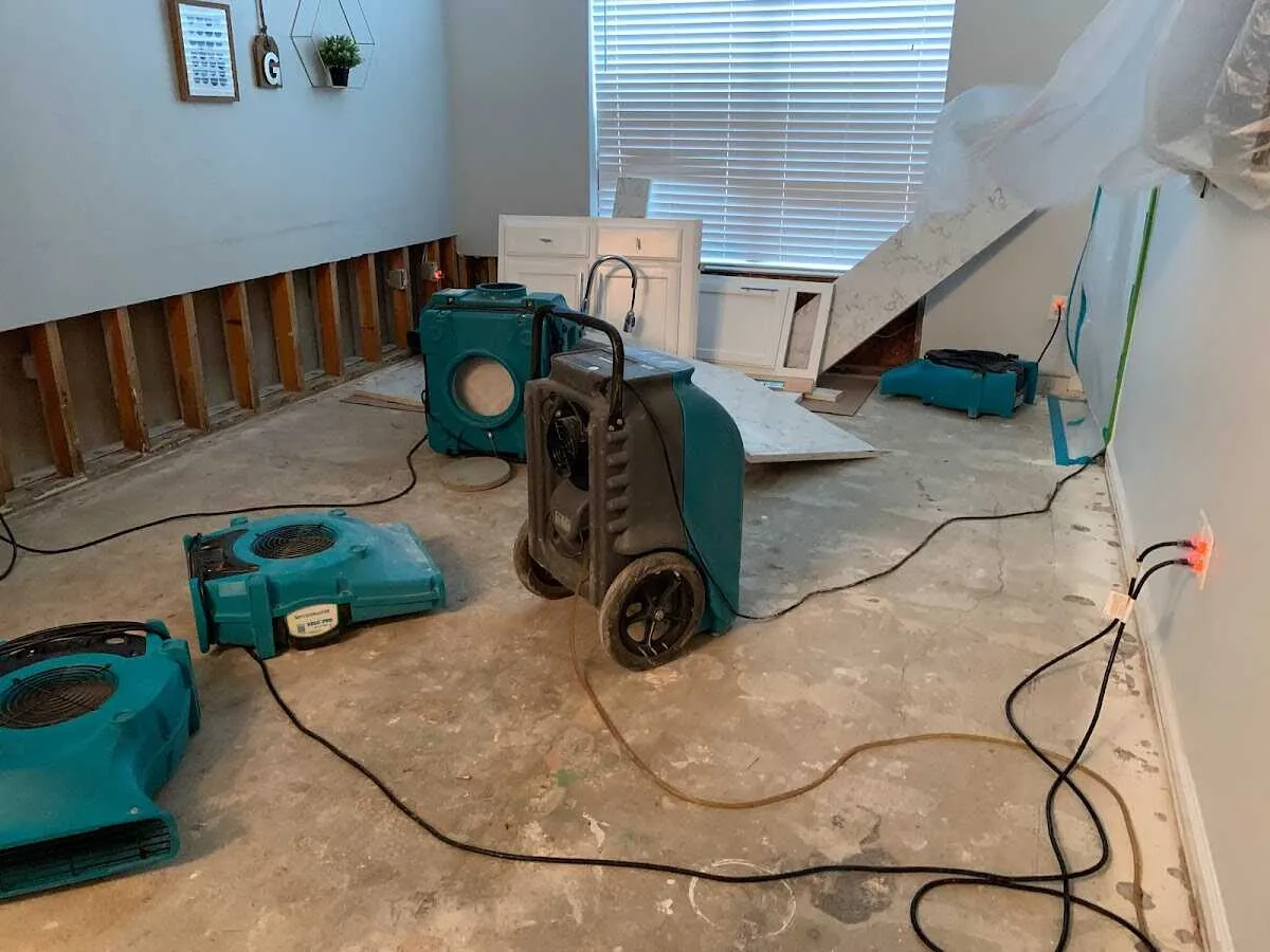 Dehumidifier in flood-cut room for Water Damage Restoration in East Rutherford